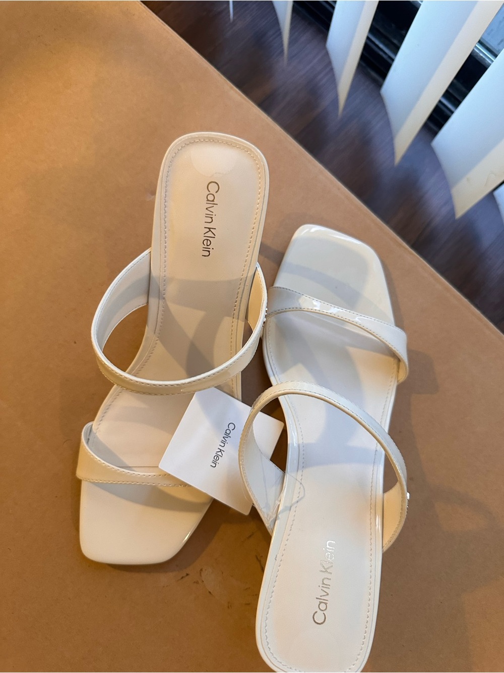 Calvin Klein Women's White /Cream Strappy Slide Sandals NWT